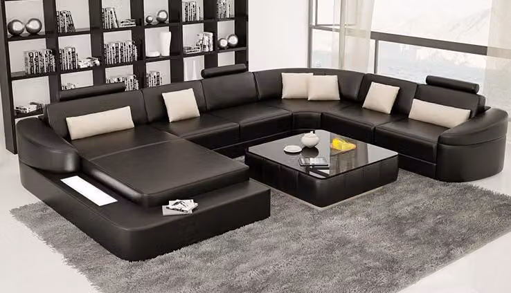 Wohnlandschaft Couch Polster Eck Garnitur Designer Ledersofa Big Sofa Kelcher
