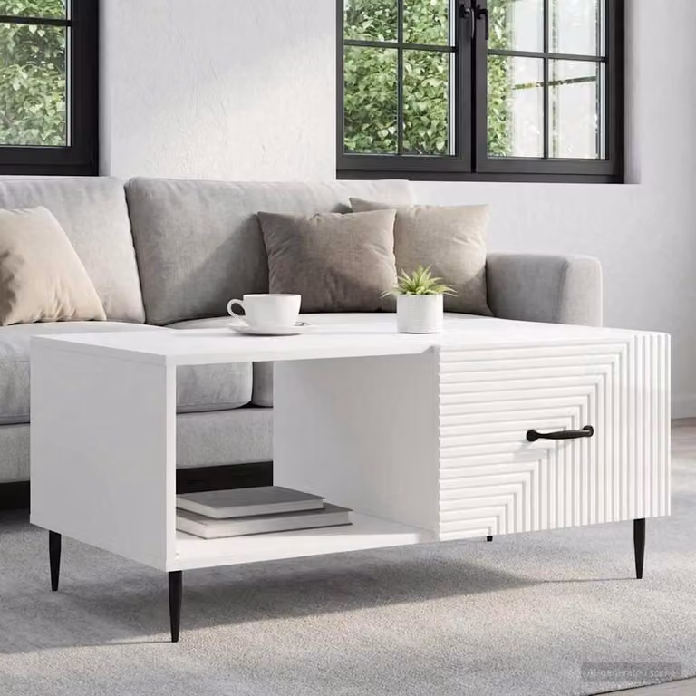 Maison Exclusive - Tavolino bianco lucido 90 x 50 x 40 cm in materiale derivato dal legno