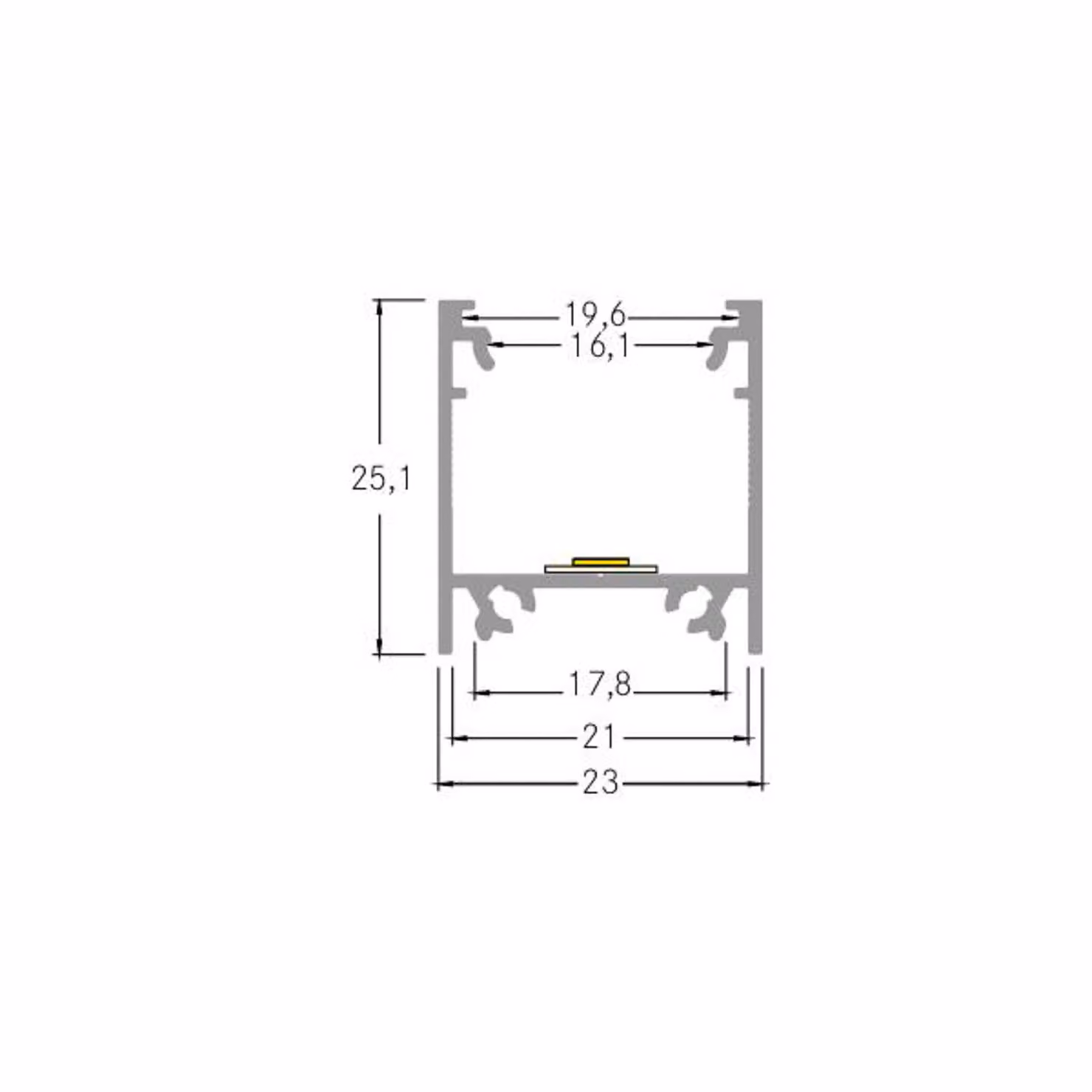 BRUMBERG Profilo di montaggio altezza 25 mm lunghezza 2 m nero Anbau-Profil Komplett-Set, Nero, Alluminio