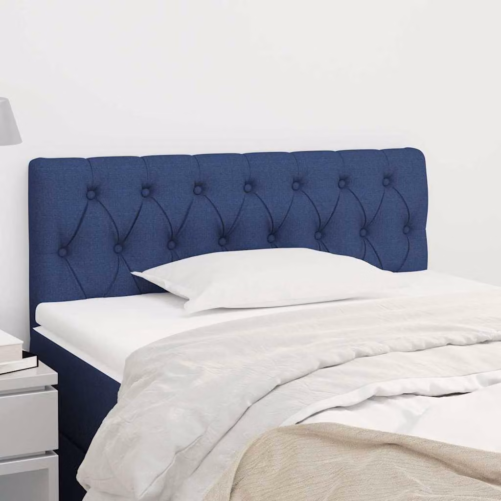 Testiera per letto vidaXL in tessuto blu con struttura in legno di larice, L: 100 cm, P: 7 cm, H: 78-88 cm