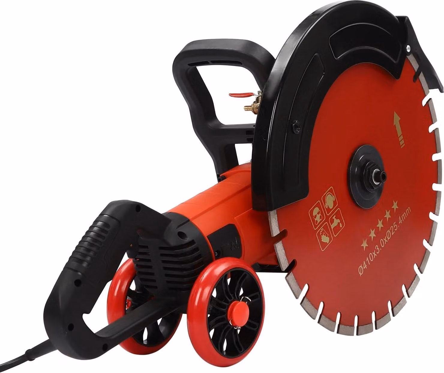Segatrice per calcestruzzo - Scanalatrice per muri - 4000 W - 220 V, spina UE - Profondità di taglio regolabile 16,5 cm - Pompa dell'acqua a bassa emissione di polvere - 1 disco - Nero/rosso