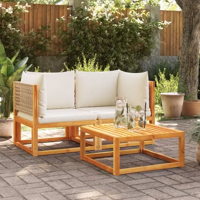 Divani da Giardino Angolari con Cuscini 2 pz in Legno di Acacia 3278922