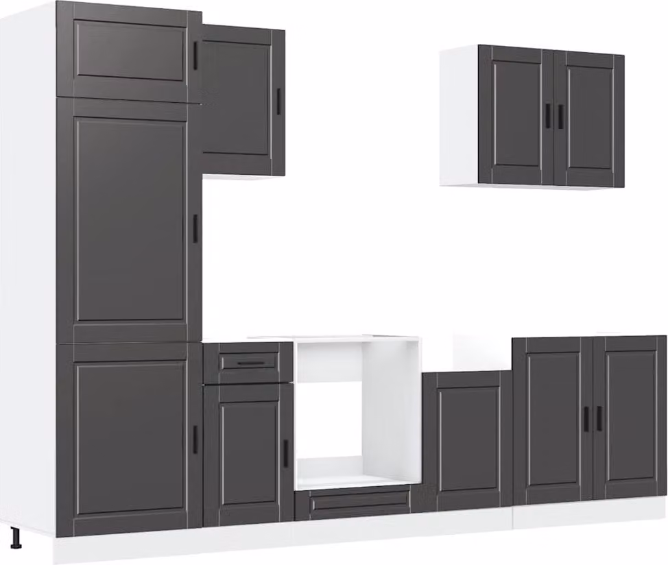 Set Mobili da Cucina 7 pz Porto Neri Legno Multistrato