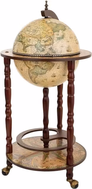 Mobile portabottiglie Globe Wanderlust Deco in legno marrone L: 44,3 cm, P: 44,3 cm, H: 87 cm – 1