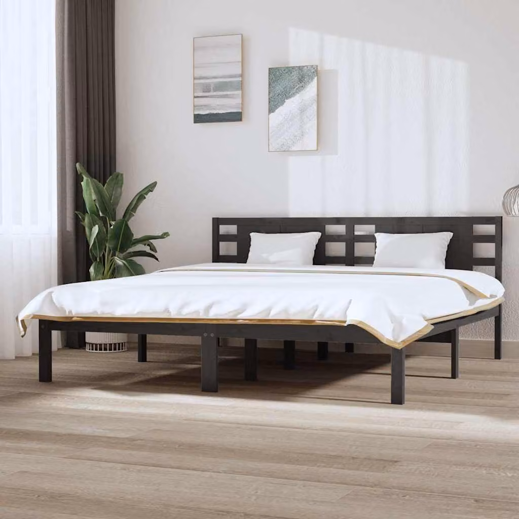 vidaXL Giroletto in Legno Massello di Pino Grigio 200x200 cm