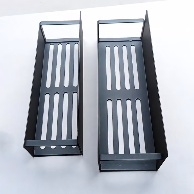 Mensola magnetica per frigorifero, Acciaio al carbonio, finitura nera, confezione da 2 pezzi, dimensioni 29,5x9,5x7,2 cm e 27x8,5x7,2 cm