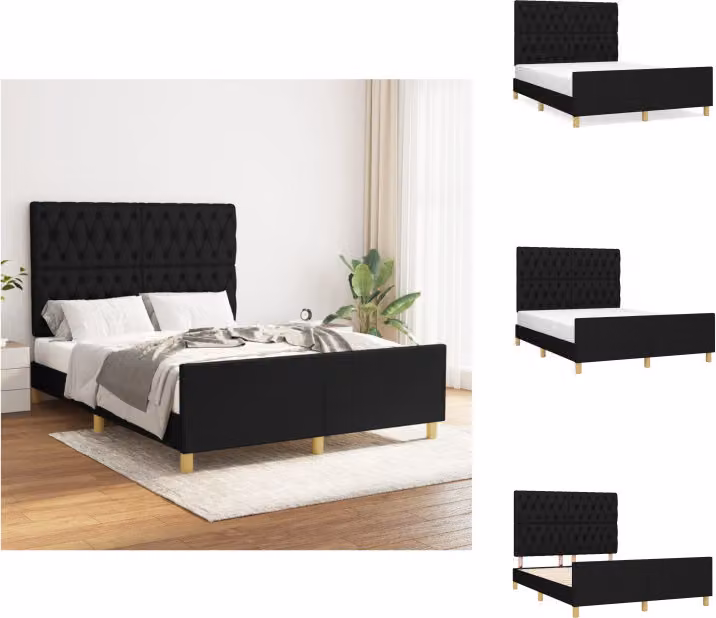 vidaXL Struttura letto con testiera in tessuto nero 140x200 cm - Letti e strutture letto