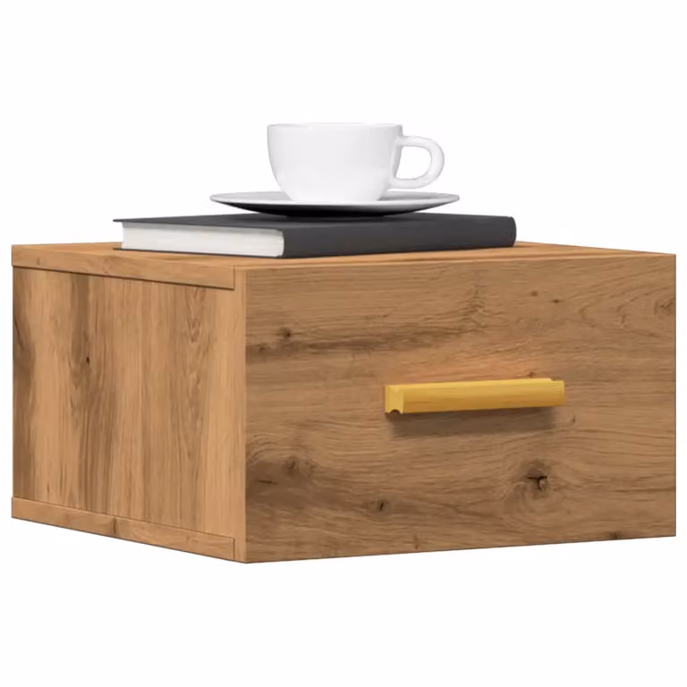 Comodino a muro vidaXL in legno color rovere marrone, stile moderno, L 35 cm x P 35 cm x H 20 cm