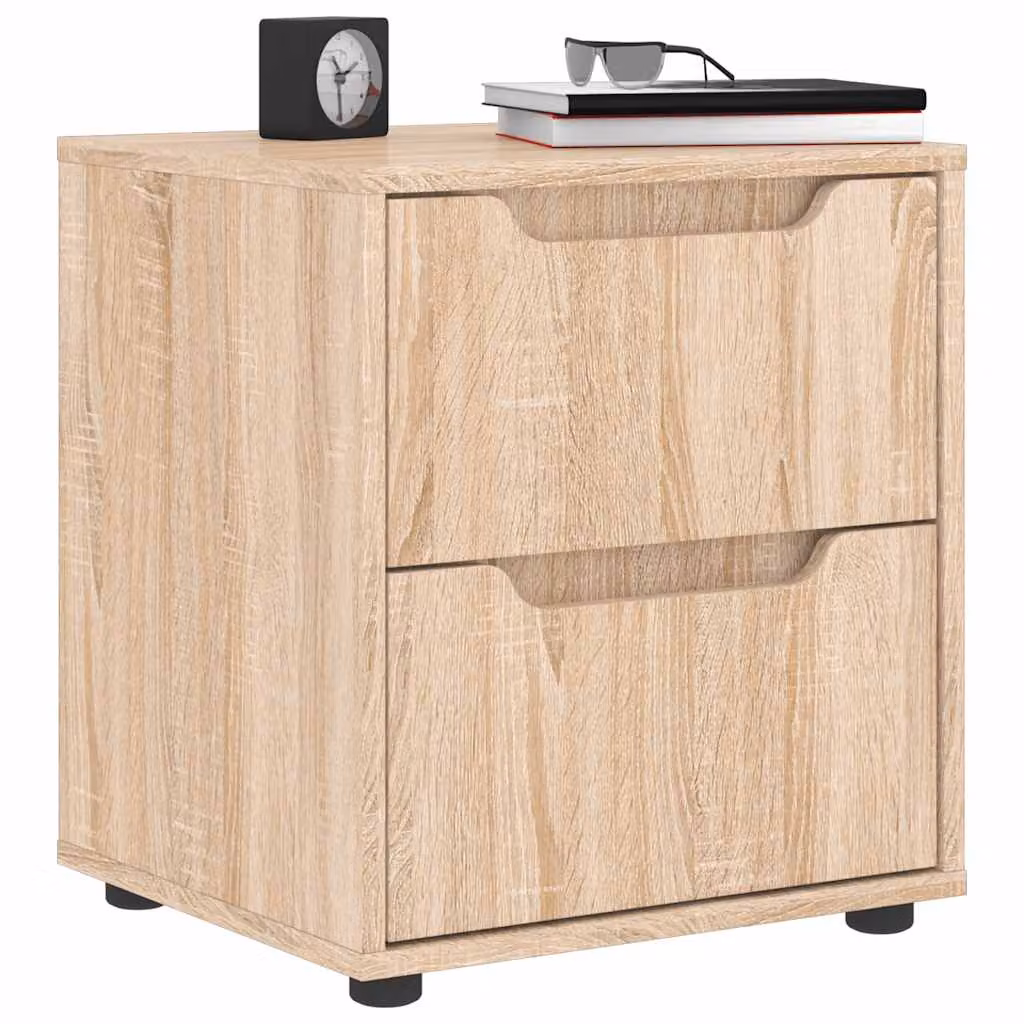 Comodino vidaXL VISNES in Legno Multistrato e MDF, Rovere Sonoma, Marrone, L 45 cm x P 40 cm x H 50 cm
