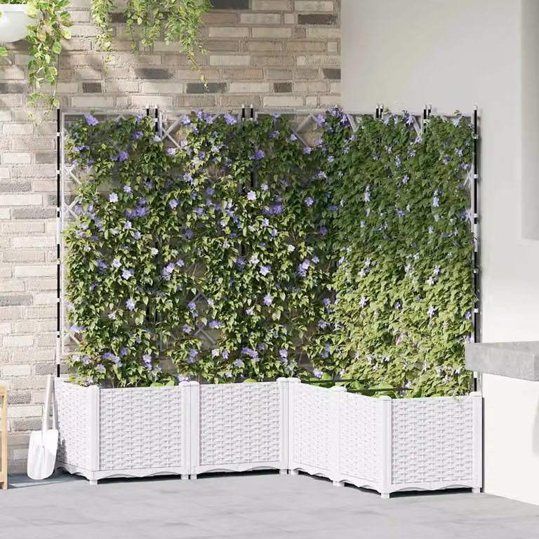 Set di 5 vasi da giardino vidaXL in plastica bianchi L/P/H: 120 x 120 x 143 cm