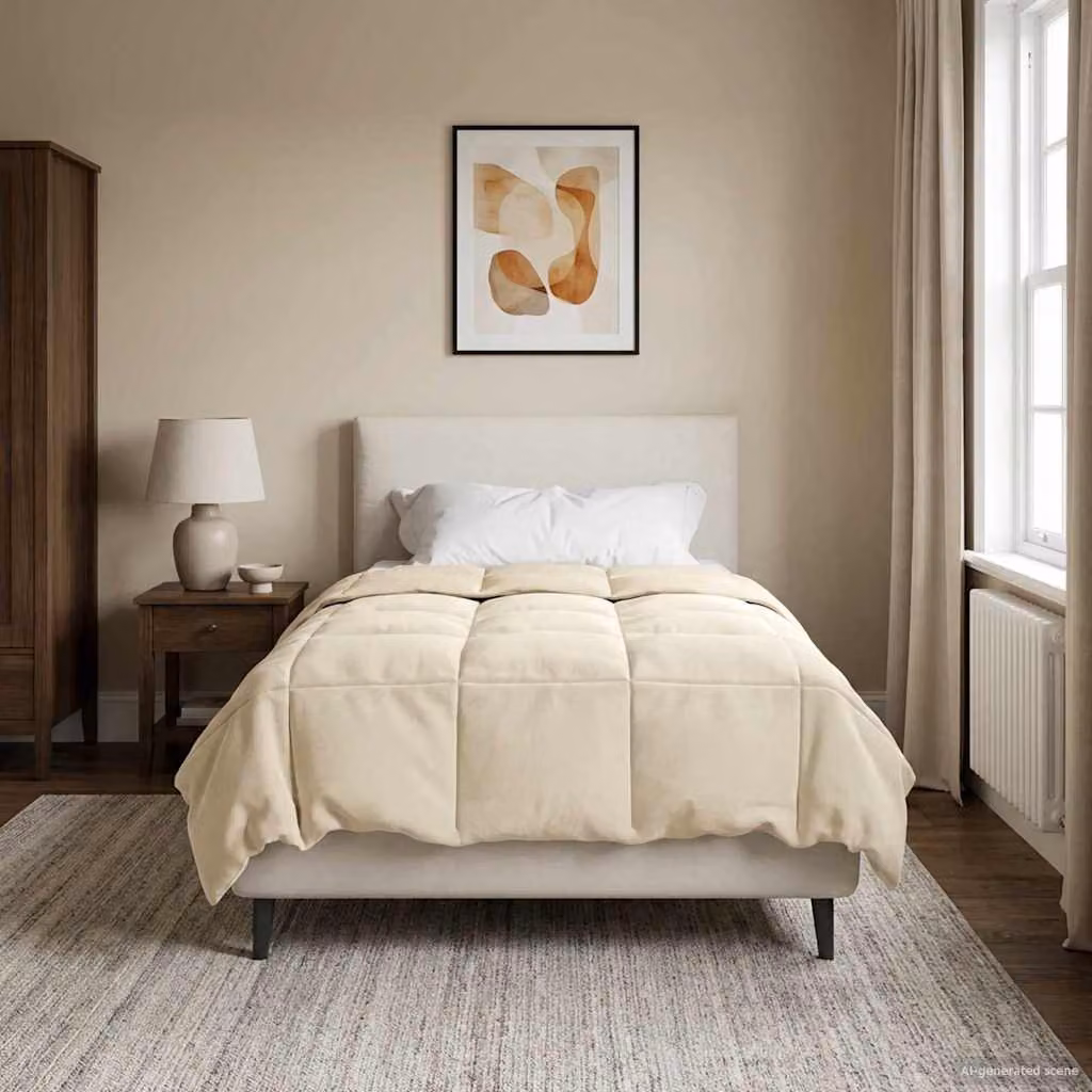 Piumone Completo Annuale 4 Stagioni vidaXL in Microfibra Reversibile e Traspirante, Beige, L 155 x P 200 cm