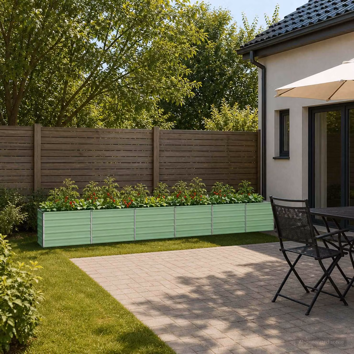 Letto rialzato da giardino vidaXL in metallo Verde, L: 480 cm, P: 40 cm, H: 55 cm