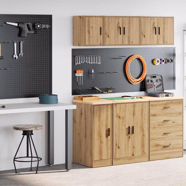 Set di 2 armadi da giardino vidaXL in legno di pino color marrone con ante a battente e ripiani interni