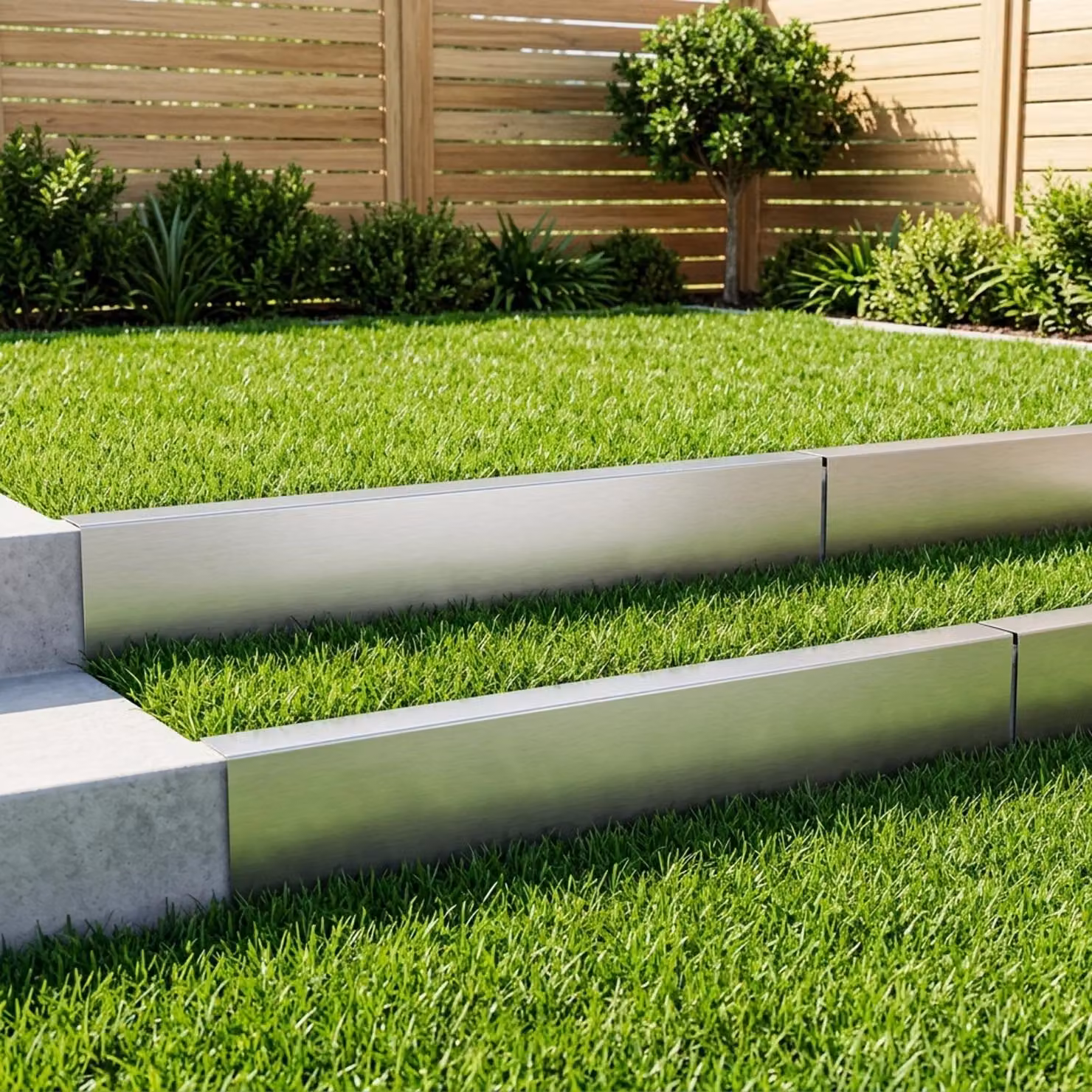 Set di 10 profili di copertura per giardino vidaXL in acciaio zincato color argento, L: 100 cm, P: 10 cm, H: 15 cm