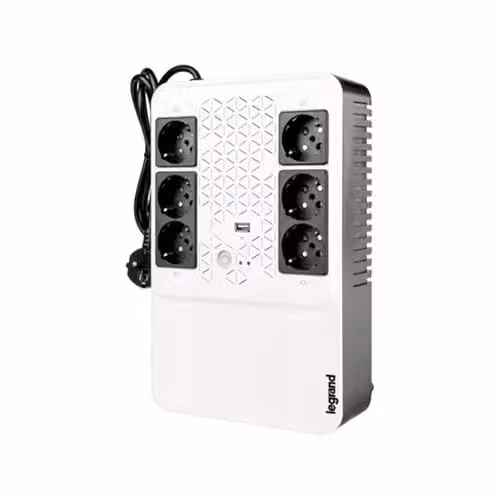 Bticino Legrand UPS monofase Gruppo di Continuità per PC LG-310081, Keor Multiplug, con Caricatore USB, 6 prese multistandard, Stabilizzazione AVR, 600 VA/360 W, Autonomia fino a 15 minuti
