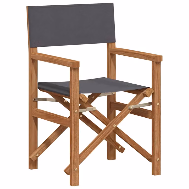 Sedia da regista vidaXL in legno di teak solido grigio e marrone con braccioli per giardino e terrazza