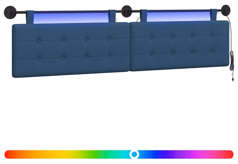 Testiera sospesa Con luce LED Blu Tessuto