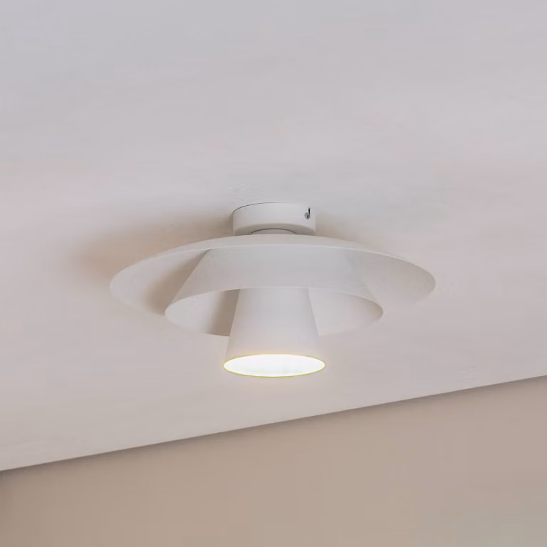 Plafoniera soffitto Plato Luminex, dimmerabile, Bianco / Opale, Soggiorno / Sala da pranzo, Metallo, Moderno, Plafoniera