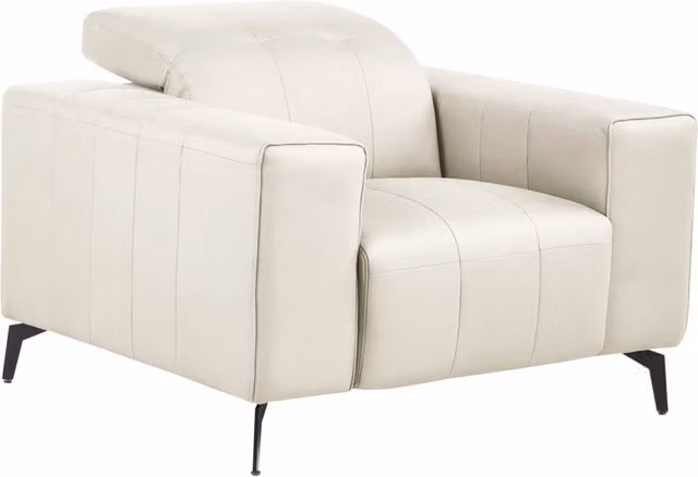 Poltrona lounge Beliani in ecopelle beige e nera con struttura in metallo e braccioli, stile minimalista