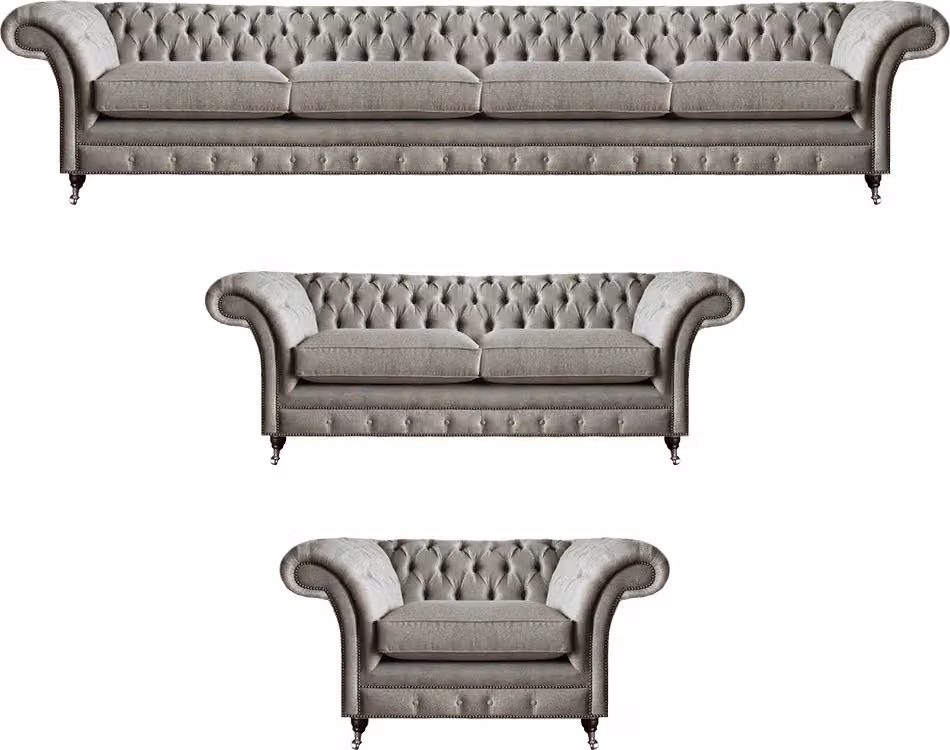 Sitzmöbel Komplett Set 3tlg Wohnzimmer Sofagarnitur Polstersofas Chesterfield