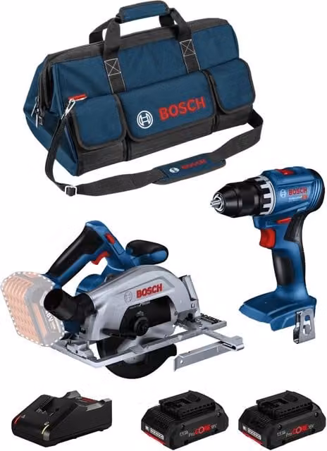 Kit Bosch BK2025BAG con Trapano Avvitatore GSB 18V-45, Sega Alternativa GKS 18V-57-2, 2 Batterie ProCORE da 4,0 Ah e Caricatore GAL18V-40 con Borsa Trasporto