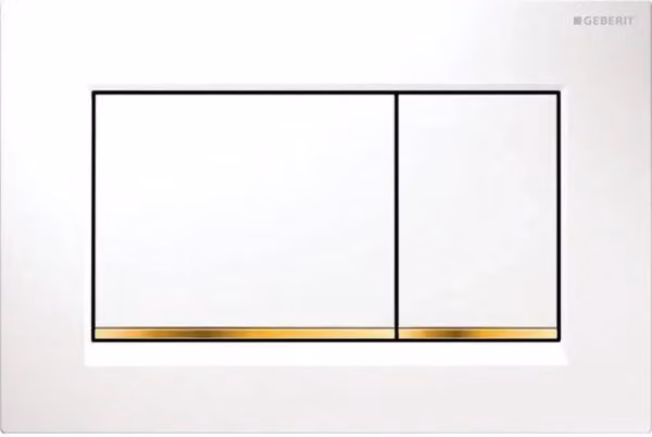 Placca di Comando Geberit Sigma 30 Doppio Tasto con Scarico Dual Flush in Bianco e Oro