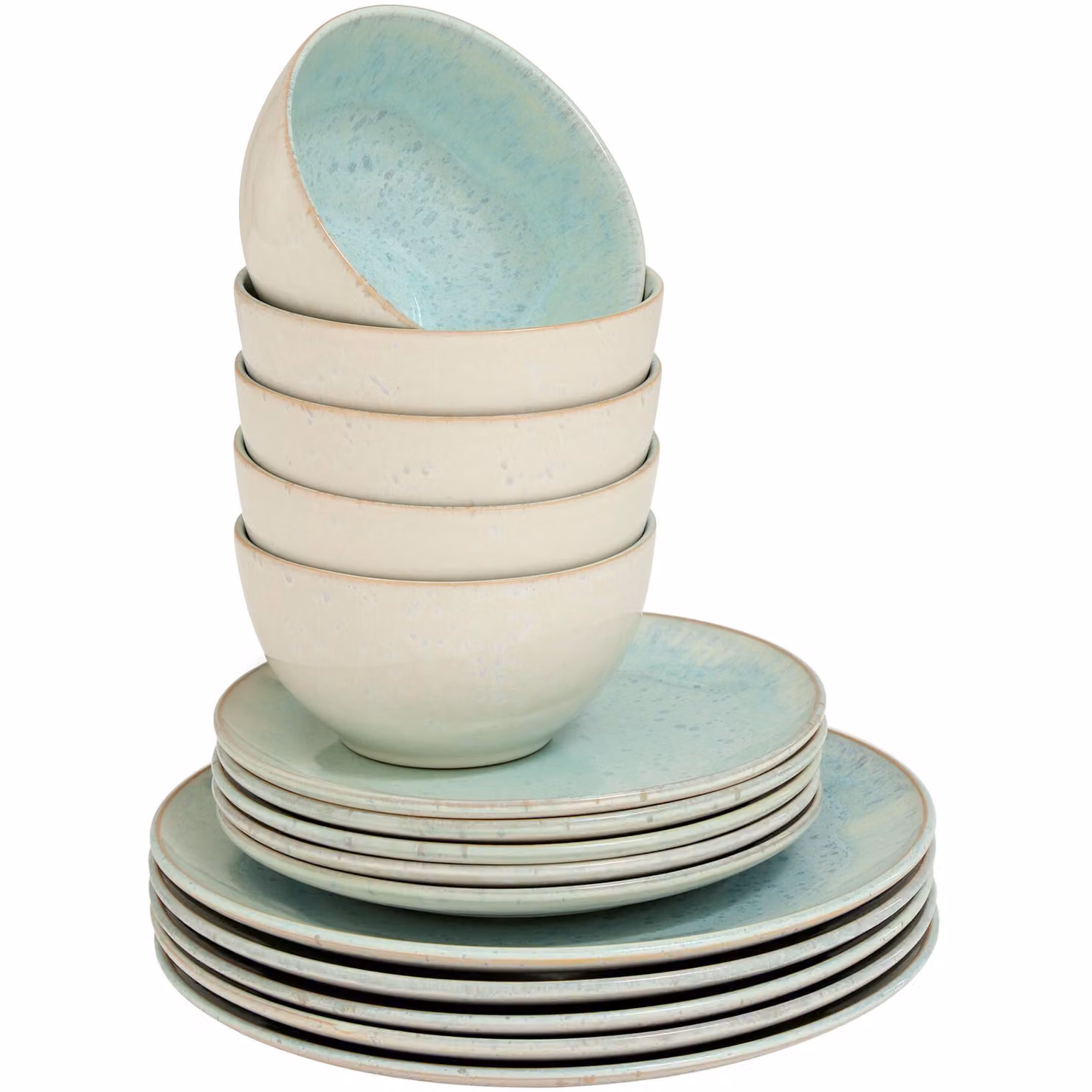 Set di stoviglie Mare TecTake GmbH in ceramica e gres, 24 pezzi per 6 persone, Verde – 1
