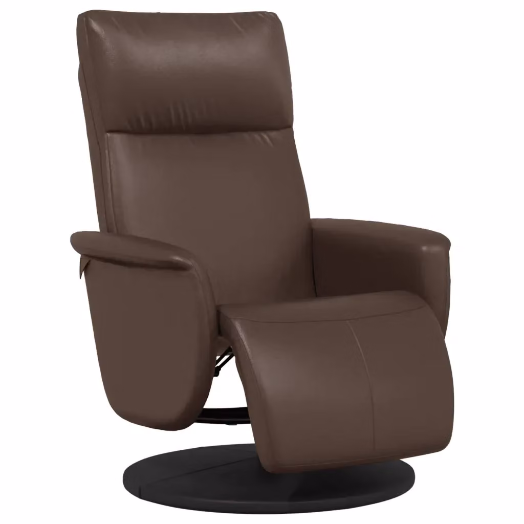 Poltrona Reclinabile con Poggiapiedi vidaXL in Similpelle Marrone con Sedia Relaxing girevole 360 gradi per Soggiorno – 2