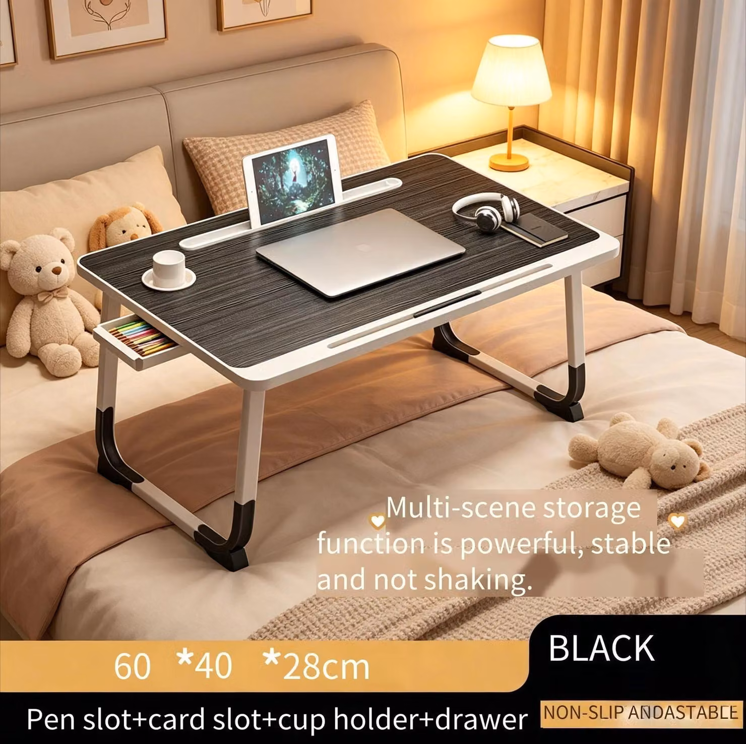 Elzusha - Letto-scrivania pieghevole multifunzionale per laptop