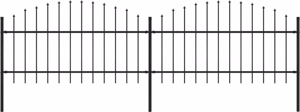 Recinzione da Giardino con Punta a Lancia in Acciaio 359x125 cm Nero
