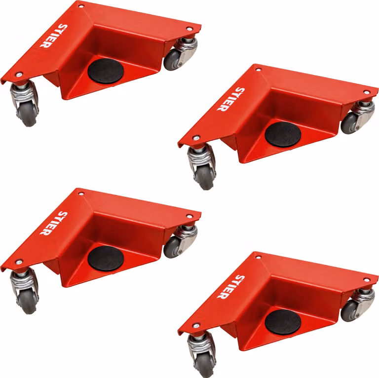 Set di rotelle angolari STIER portata 150 kg con rotelle in gomma, rotelle per mobili pesanti, rotelle per il trasporto in acciaio saldato con verniciatura a polvere