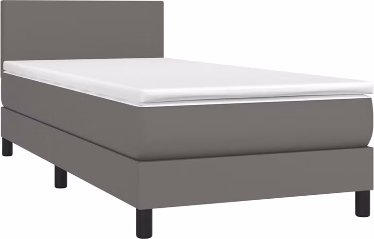 Giroletto a Molle con Materasso Grigio 90x190 cm in Pelle finta