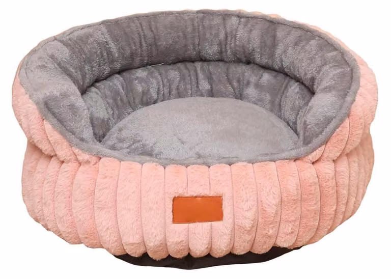 Cuccia per cani a forma di ciambella, in peluche, per gatti, morbida e soffice, rosa, 50 cm