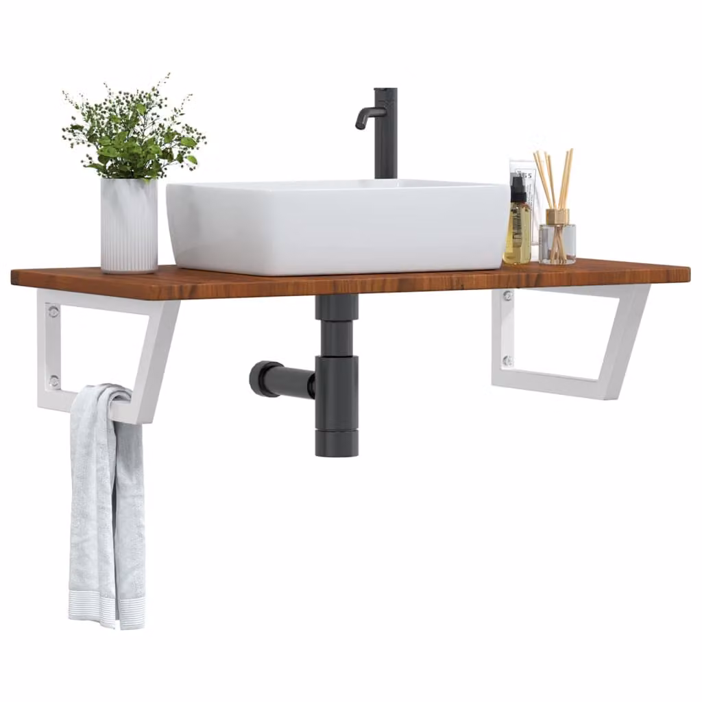 vidaXL Ripiano a Parete per Lavabo Moderno in Acciaio e Rovere Multicolore