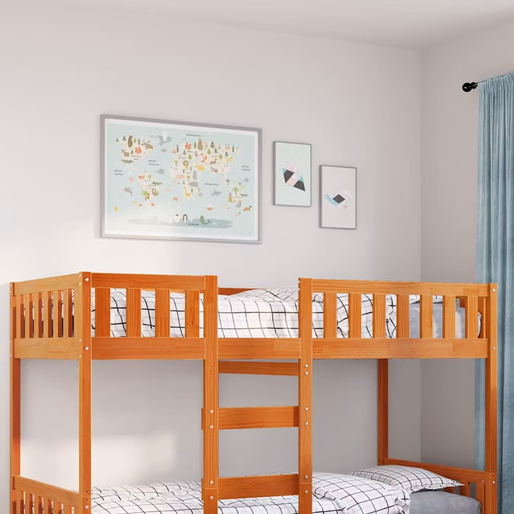 Letto per bambini vidaXL in legno di pino color marrone cera, dimensioni 90x190 cm – 1