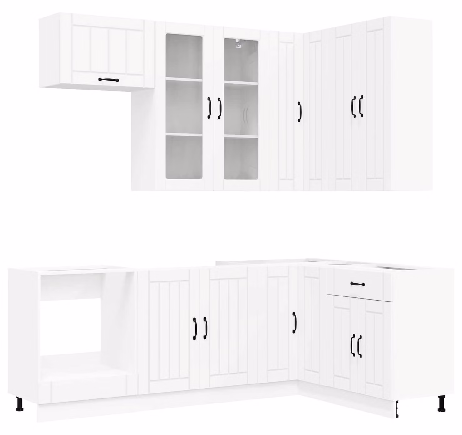 Set cucina LUCCA, 8 pezzi, bianco, realizzato in materiale composito di legno