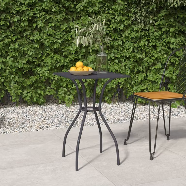 The Living Store tavolo da giardino antracite 50x50x72 cm griglia in acciaio