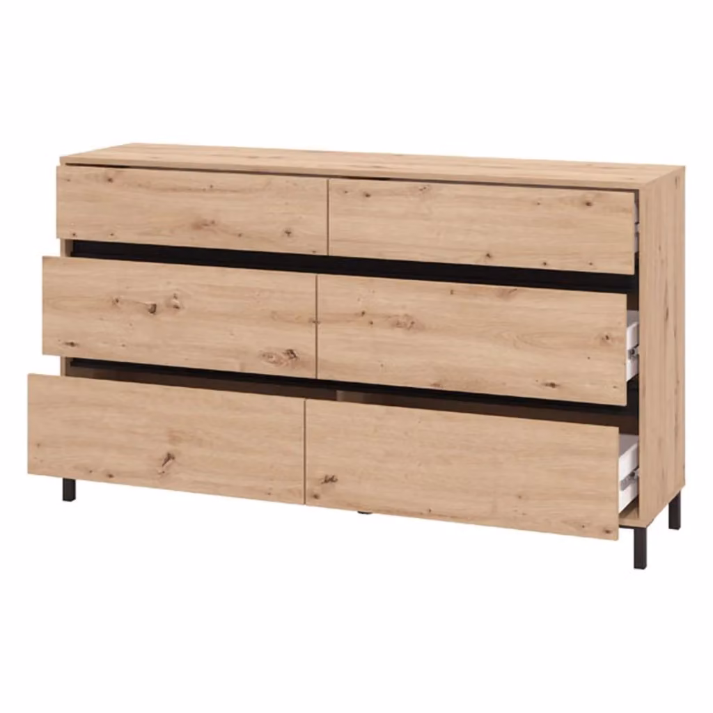Cassettiera con 3 cassetti DMORA Mapello in legno rovere nodi marrone L: 157 cm, P: 40 cm, H: 90 cm – 2