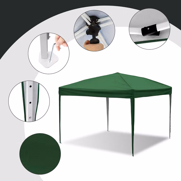Izrielar Gazebo 3x3m Gazebo pieghevole Borsa Impermeabile Protezione UV 50+ Gazebo da giardino pop-up Tenda da giardino Tenda per feste Verde