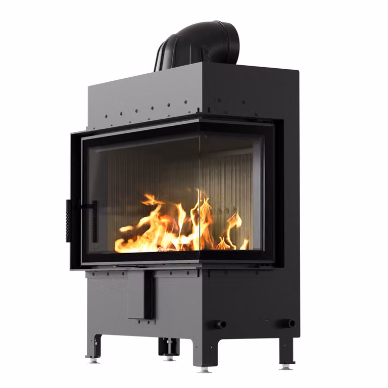 Inserto per caminetto in acciaio KRATKI LUCY destro 14 kW Ø 200 rivestimento nero