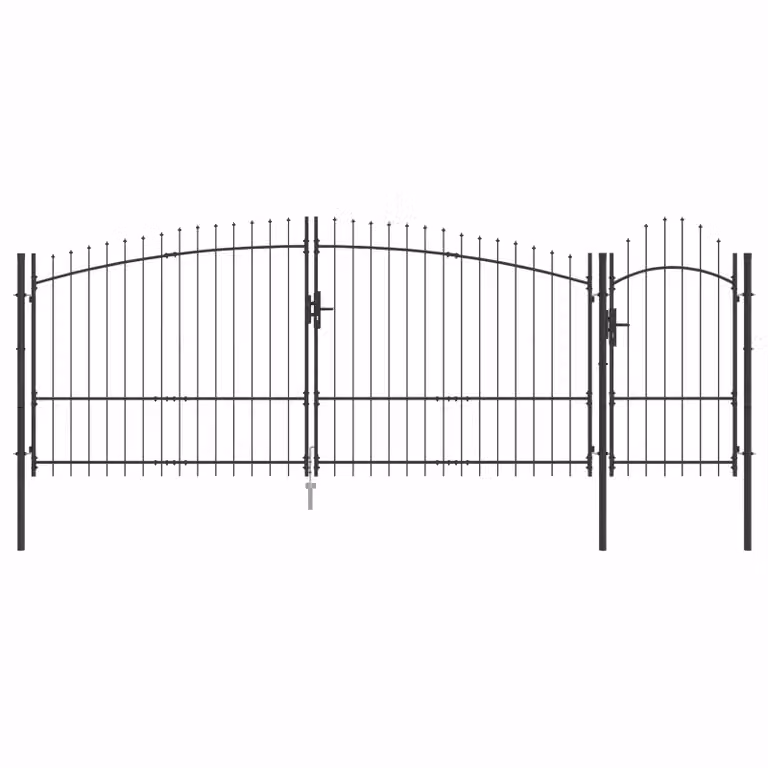 Cancello da giardino doppio vidaXL WOERDEN in acciaio, L: 400 cm, H: 200 cm, grigio/nero