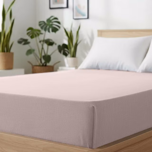 Lenzuolo con angoli KASANOVA melange beige e rosa per adulti, L/P: 120 x 200 cm