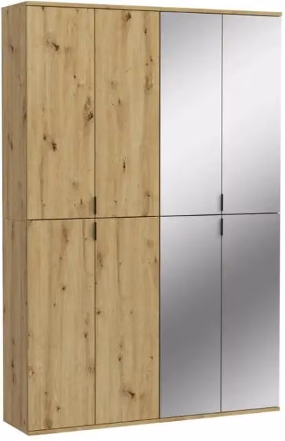Armadio contenitore 8 porte con 4 specchi – Rovere chiaro – BODITE