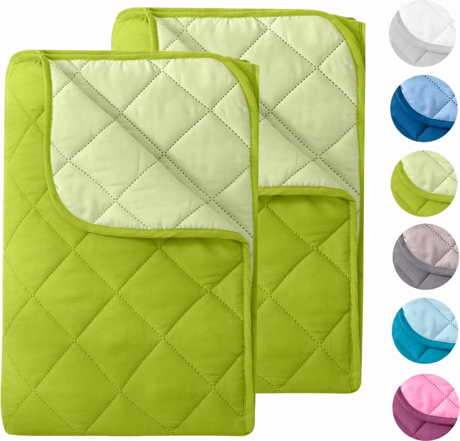 WOMETO 2 pezzi coperta estiva in microfibra 155x2200 verde I OEKO-TEX, resistente al lavaggio, coperta leggera per il campeggio e le giornate calde, utilizzabile senza fodera