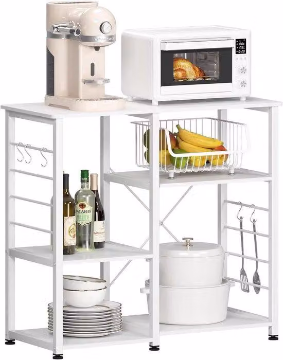 Scaffale da cucina compatto a 6 ripiani, bianco, in metallo