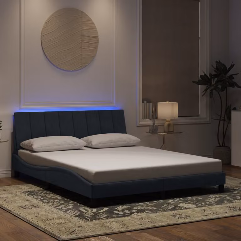 vidaXL Giroletto Hanko in Velluto Grigio Scuro con LED e Porte USB, L/P: 160 x 200 cm