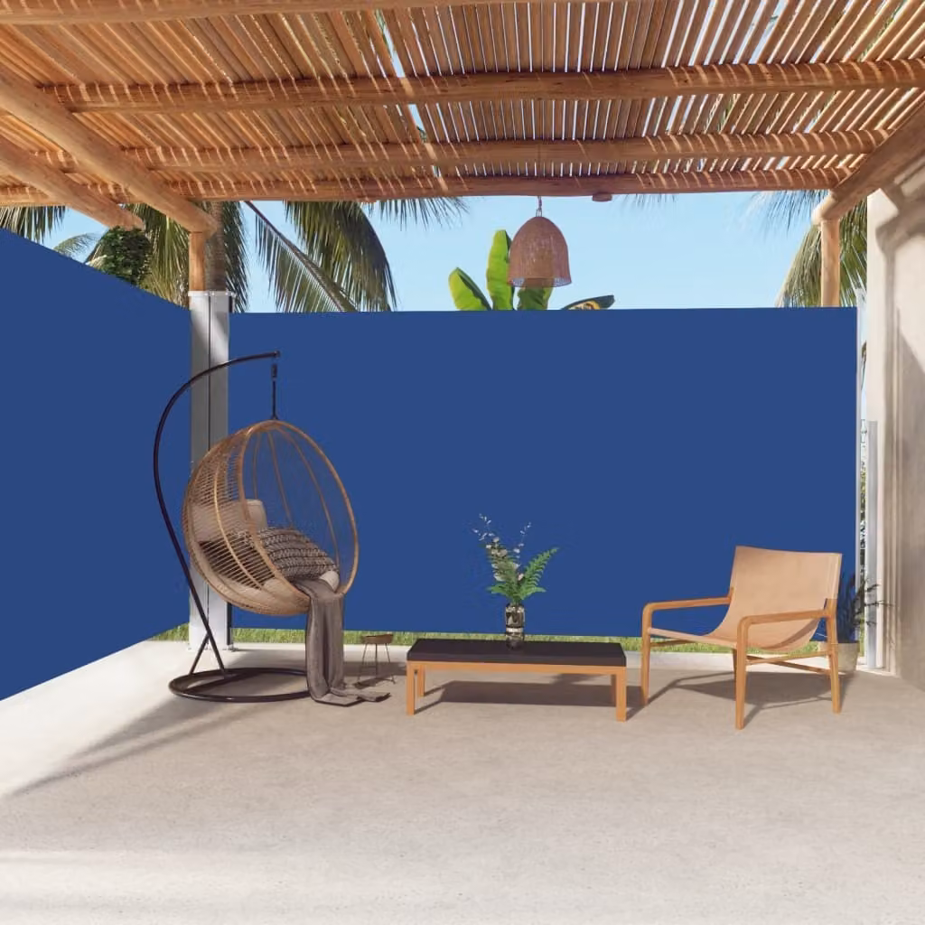 The Living Store Tenda laterale estensibile blu 200x600 cm