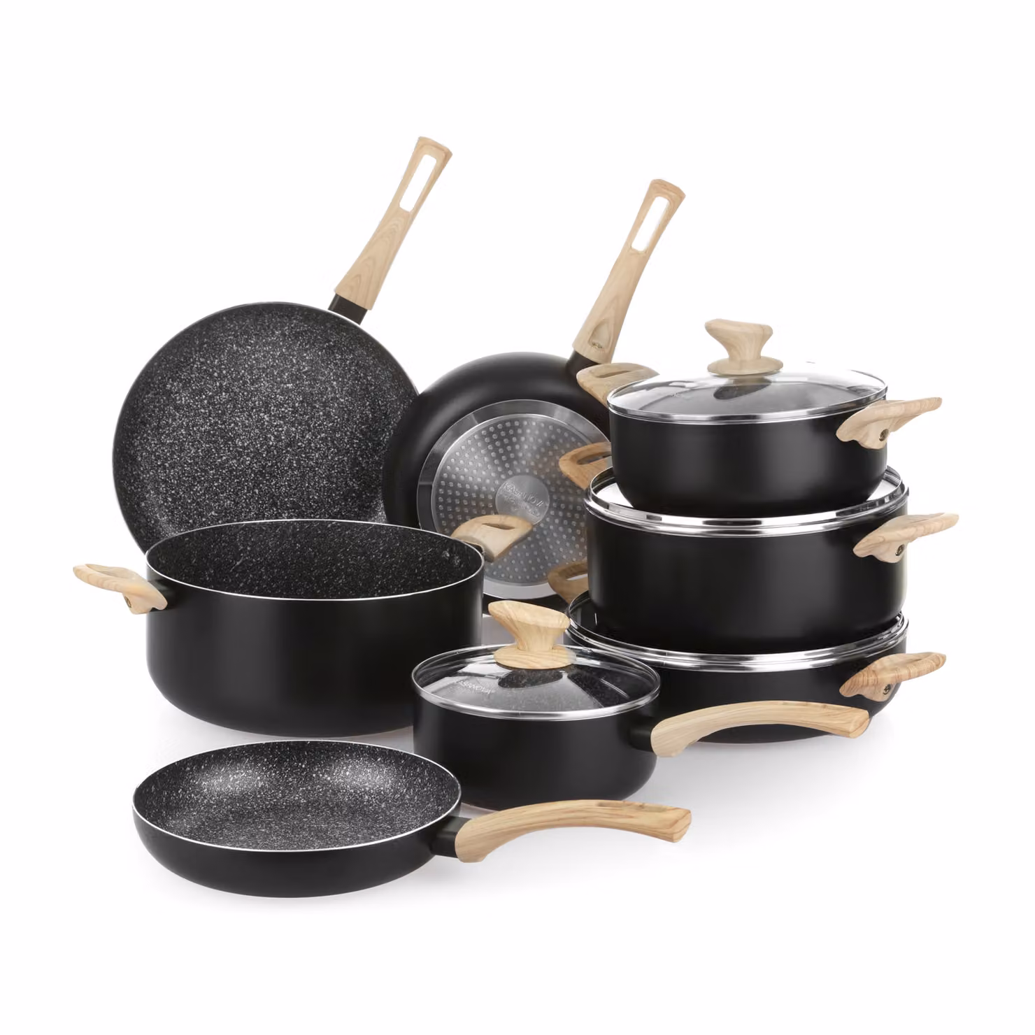 Set di batterie da cucina Kasanova Black Stone in alluminio con rivestimento antiaderente, 12 pezzi, colore nero – 2