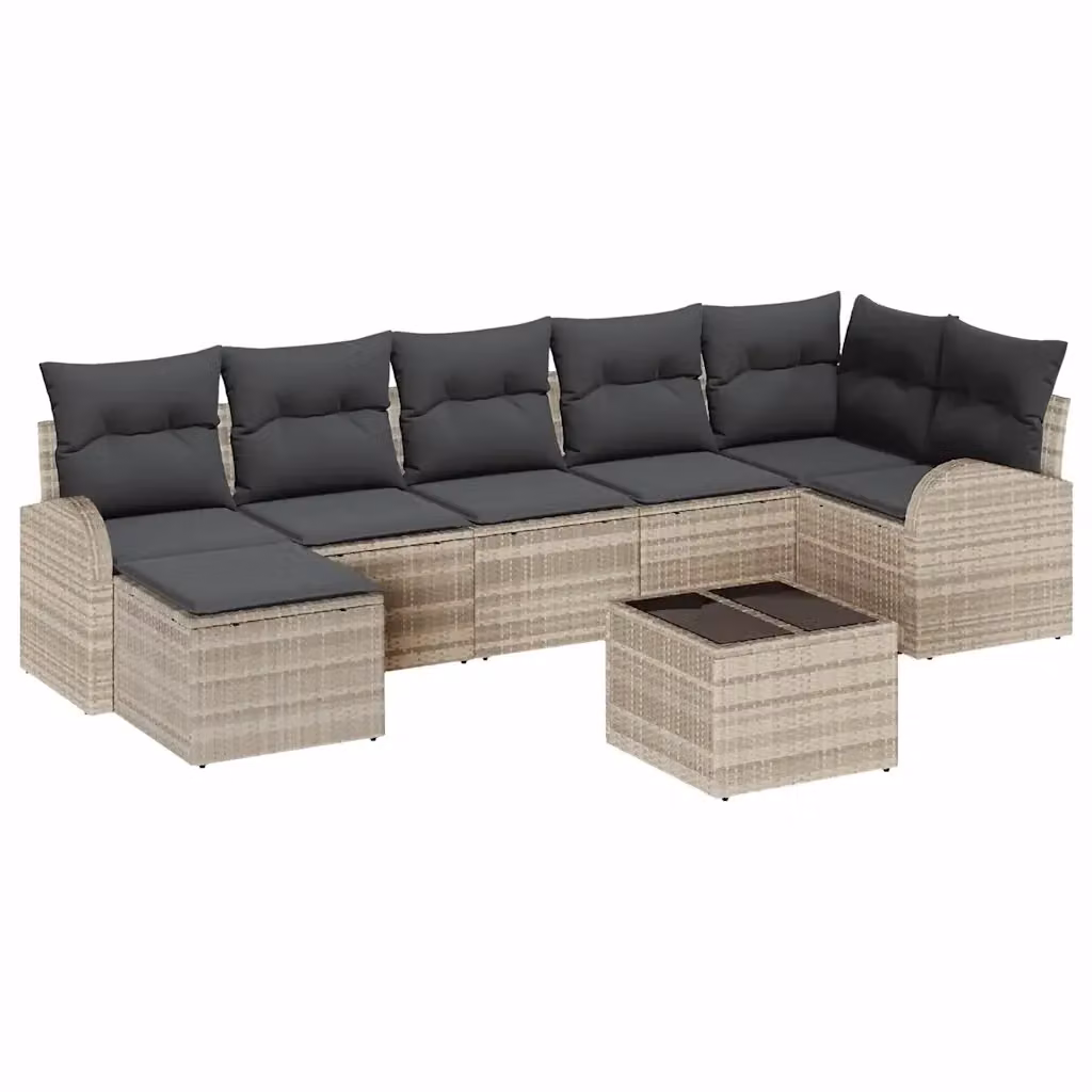Set Divano da Giardino vidaXL 8 pz Grigio con Cuscini e Tavolino in Rattan e Metallo – 2