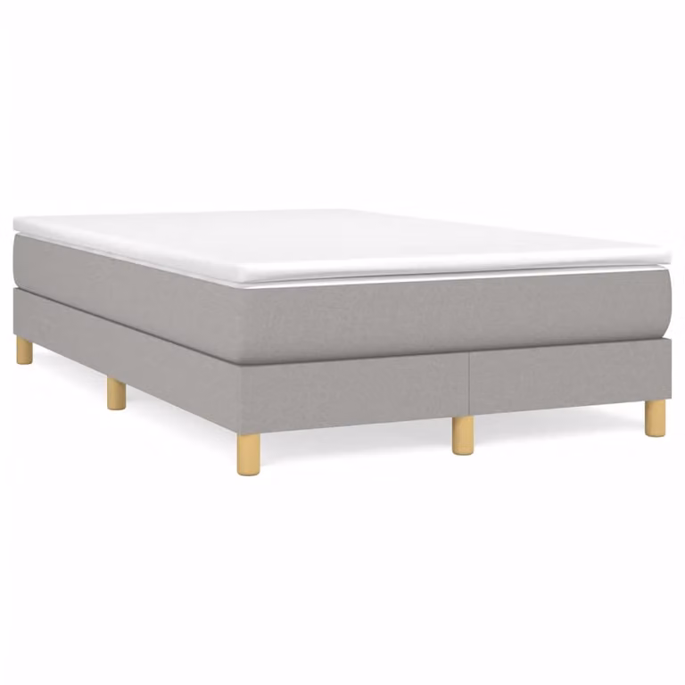 vidaXL Giroletto a Molle Ibrido con Materasso in Tessuto Grigio e Bianco L/P/H: 200 x 120 x 25 cm